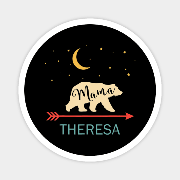 Theresa Name Gift Personalized Retro Mama Bear Magnet by crowominousnigerian 